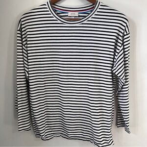 AYR Black and White Striped Long Sleeve Tee 100% Pima Cotton